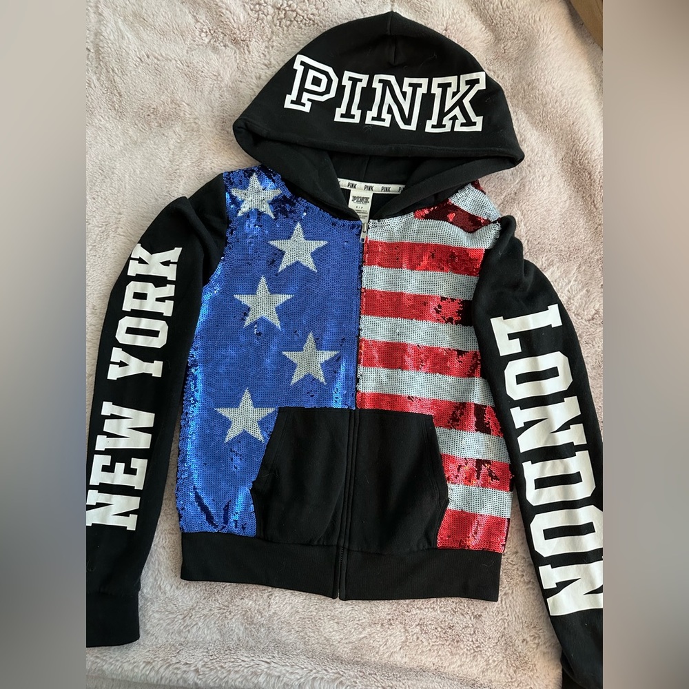 LIMITED EDITION PINK London New York Sequin Full Zip
